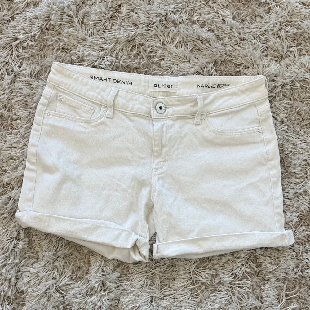 DL1961 Karlie Boyfriend Denim Shorts White - Picture 1 of 4